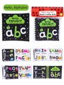Macro detail of high-contrast black and white alphabet baby cloth book for early learning - 26 Alphabet