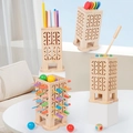 Wooden Montessori educational tower set with magnetic bug catching and ball drop games - 5-in-1 Stick Drawing Game 0.5kg
