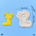 Detail of Christmas stocking silicone mold showing 8.8x8cm dimensions and floral relief - Christmas Stocking Relief Style 2(2#)