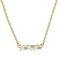 Elegant gold necklace with marquise and round cut white zircon pendants on white background - Copper Plated 18K Gold / Gold