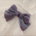 Elegant purple pearlescent satin bow hair clip with vintage French style finish - Purple
