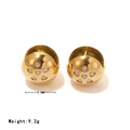Golden hollow bead earrings with heart-shaped crystal zircon inlay measuring 15.5mm - Gold Rhinestone Style