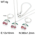 Parure cerise en argent avec pierres cœurs rouges incluant collier et boucles - Style Cerise Gemme Cœur Argent (KS226898-GC)