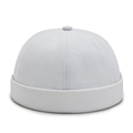 Minimalist white cotton brimless docker hat with a retro six-panel structure design - One Size / White