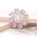 Floral shoe charm with pink crystals and pearls on a stone plate for DIY decoration - D2020 Horse Eye Gem Flower / Pink