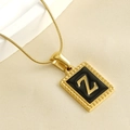 Golden 18K titanium steel snake chain with a black enamel square letter Z pendant - Letter Z