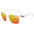 Polarized sports sunglasses with matte white frame and orange gradient lenses - Matte White Frame with Orange-Yellow Mirror