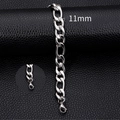 Classic 11mm silver stainless steel Figaro chain bracelet with a secure lobster clasp - 11mm-18cm / Steel