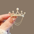 Golden crown brooch pin with pearls and tassels for versatile clothing accessory - 457# Crown
