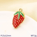 Pendentif fraise en acier inoxydable 304 avec émail rouge et vert, taille 21x12 mm - Style Fraise Rouge (KLJ10186-ZLA)