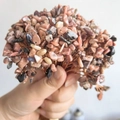 Handcrafted crystal money tree branch with pink and brown natural stone chips - Rhodonite