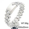 Chunky silver titanium steel Cuban link bracelet with rectangle clasp 20mm 99g - 20cm / Matte Steel