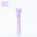 Lavender purple cat strip squeezer spoon for pet feeding with cat head design - 27*6.5cm / Purple