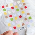 Colorful ultra-thin bear nail art stickers with cute expressions, model TS-604 - TS-604 Bear Collection