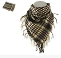 Tactical black and yellow checkered shemagh scarf with classic fringe for outdoor gear - Sand