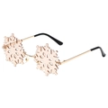 Rose gold snowflake shaped rimless sunglasses with thin metal frame for party - Gold Frame Champagne