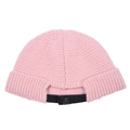 Detail of pink knitted beanie featuring adjustable back strap and ribbed texture - Adjustable / Light Pink (Adjustable Knitted Hat)