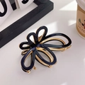 Elegant black and gold hollow butterfly hair claw clip with acetate enamel finish - Large-9cm / Black