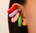 Set of four colorful matte C-shaped ear cuffs in red, purple, pink, and green - Multicolor 4-Piece Set