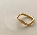 Minimalistischer S925 Sterlingsilber Ring mit goldenem Wellendesign und glänzender Oberfläche - Einstellbar Offen / Gold