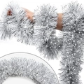 Festive silver and black tinsel garland for Christmas party and holiday decoration - 10m / Silver