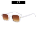 Vintage small square white frame sunglasses with brown gradient lenses and gold accents - White Frame Brown Lens