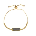 Adjustable 18k gold plated bracelet with a rectangular black crystal and box chain - Gray