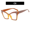 Montura de gafas cat-eye en marrón naranja translúcido con detalles metálicos plata - Marrón Amarillento Interior y Café