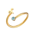 Bague Bélier réglable plaquée or 18K avec zircon bleu clair et symbole zodiacal - Bélier