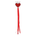 Valentine fairy wand featuring a red glitter heart with a silver crown and red ribbons - Red Glitter Heart Silver Crown Magic Wand (No. 45)