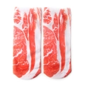 Funny 3D bacon pattern novelty socks featuring realistic red and white raw meat print - Pork Belly Meat