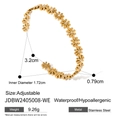 Adjustable 18k gold plated stainless steel daisy bracelet with pearl and dimensions - Zircon Style (JDBW2405008-WE) / Adjustable Open / Gold