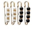 Set of 4 waist cincher pins with 7.5cm gold safety needles and pearl decorative beads - No. 44 4-Piece Set