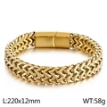 Goldenes zweireihiges geflochtenes Kielketten-Armband aus Titanstahl mit Magnetverschluss - Gold (KB162455-KFC)