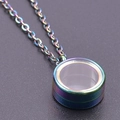 Rainbow stainless steel locket pendant with transparent window and matching chain - Inner Diameter 10mm / Colorful