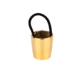 Polished gold metal ponytail cuff with high-elastic black hair tie for modern hairstyling - Cylinder Style / Gold