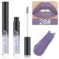 Détails du rouge à lèvres mat teinte 28 violet gris avec applicateur et swatch - 28#