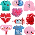 9-piece medical themed embroidery patch set featuring heart, scrubs, and syringe designs - Set A (10 Pieces)