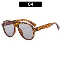 Occhiali da sole da pilota con montatura leopardata grande e lenti grigio scuro stile retrò - Montatura Leopardo Lenti Grigio Chiaro