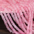 Pink bone-shaped glass beads with translucent texture for DIY jewelry making and crafts - 6x12mm Marbled Translucent Rose Pink (1Pc)