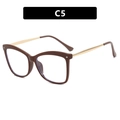 Cat eye glasses in dark brown and gold metal frame with silver square studs C5 - Anti blue light / Brown