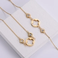 Set collana e bracciale a quadrifoglio dorato con ciondoli in zircone cubico tondi - Set Oro