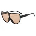 Futuristische oversized schildzonnebril met zwart montuur en amberkleurige lenzen - Zwart Frame Thee Lenzen