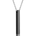 Sleek stainless steel long bar pendant necklace with black vertical pillar and silver chain - Black