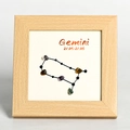 Gemini constellation crystal raw stone wooden photo frame for home decor and gifts - Gemini