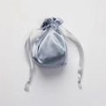 Elegant blue satin drawstring pouch for silk eye mask with smooth silk texture - Haze Blue