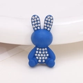 Blue cartoon rabbit charm accessory with sparkling rhinestones for shoes and DIY crafts - Klein Blue Rabbit