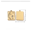 Detailed view of 21x15mm celestial stainless steel pendant with moon, stars and rhinestones - VG537x3-Rectangle Star Moon (Gold/Rhinestone)