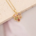 Golden flower necklace with colorful zircons on stone and soft pink fabric - Textured Flower Style (6#)