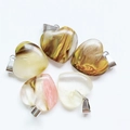 2cm heart-shaped resin pendants with colorful swirl patterns and metal clasps - Synthetic Smoky Quartz